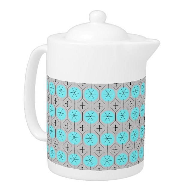 Atomic Turquoise Dots Teapot (Left)
