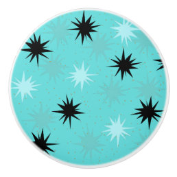 Atomic Turquoise Starbursts Ceramic Knob
