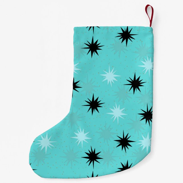Atomic Turquoise Starbursts Christmas Stocking (Back)