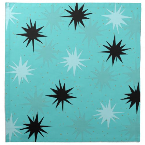 Atomic Turquoise Starbursts Cloth Napkins
