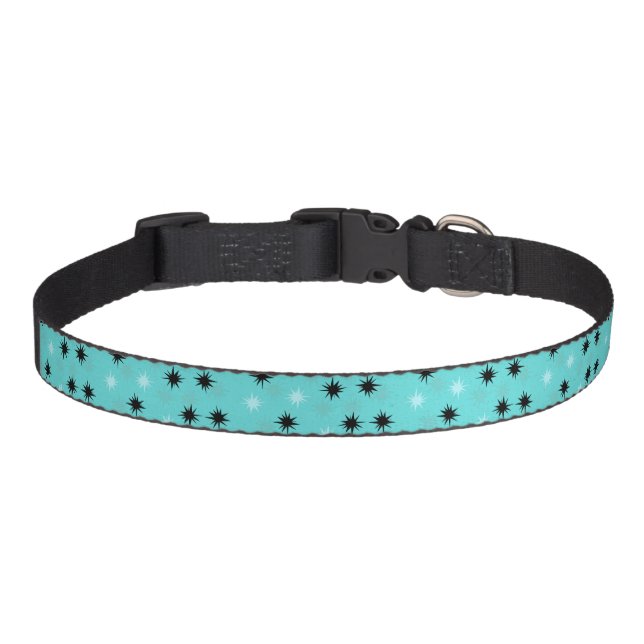 Atomic Turquoise Starbursts Dog Collar (Front)