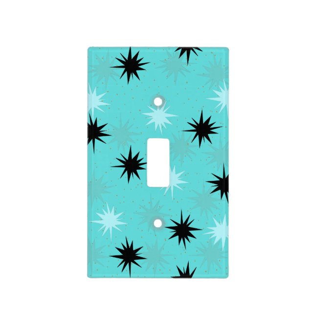 Atomic Turquoise Starbursts Light Switch Cover (Front)