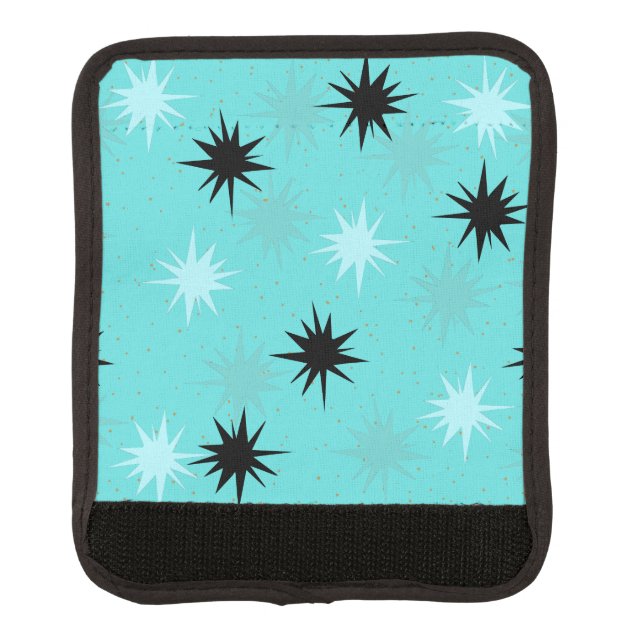 Atomic Turquoise Starbursts Luggage Handle Wrap (Front)