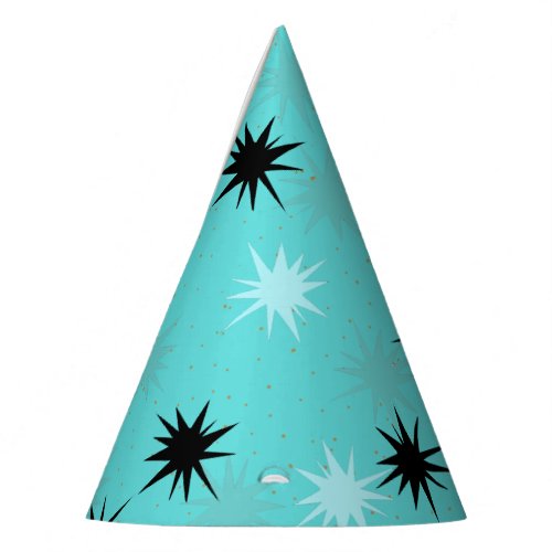 Atomic Turquoise Starbursts Party Hats