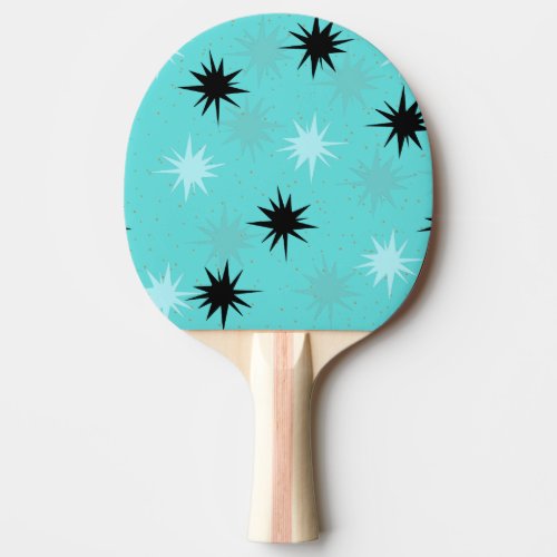 Atomic Turquoise Starbursts Ping Pong Paddle