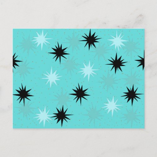 Atomic Turquoise Starbursts Postcard