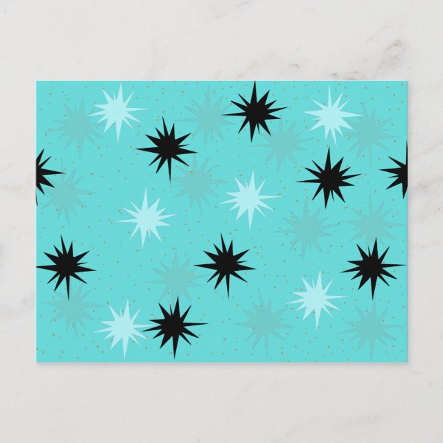 Atomic Turquoise Starbursts Postcard (Front)