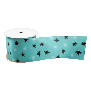 Atomic Turquoise Starbursts Satin Ribbon