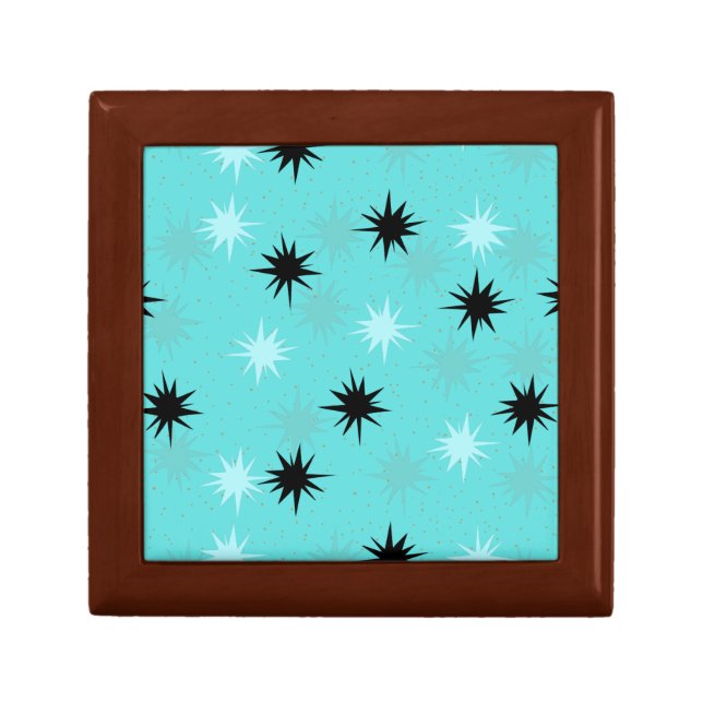 Atomic Turquoise Starbursts Tiled Gift Box (Front)