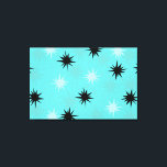 Atomic Turquoise Starbursts Wrapped Canvas<br><div class="desc">This Atomic Turquoise Starbursts Wrapped Canvas has all of the mid century modern fun of your grandma’s kitchen, minus the sticky linoleum. The kitschy design features a green background with gold speckles and randomly placed starbursts in black, and shades of aqua and turquoise. This vintage inspired pattern is mod enough...</div>