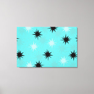 Atomic Turquoise Starbursts Wrapped Canvas Print