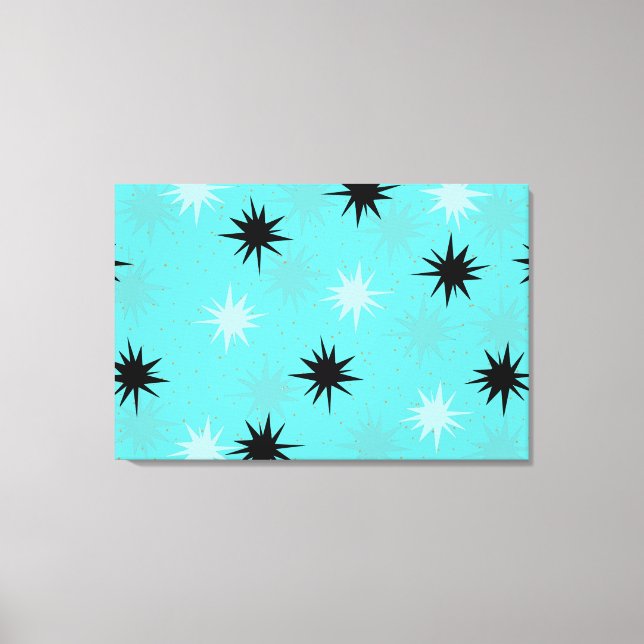 Atomic Turquoise Starbursts Wrapped Canvas Print (Front)