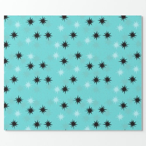 Atomic Turquoise Starbursts Wrapping Paper