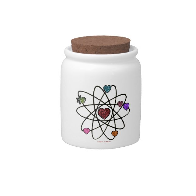 Atomic Valentine Leopard Print Hearts Candy Jar (Front)