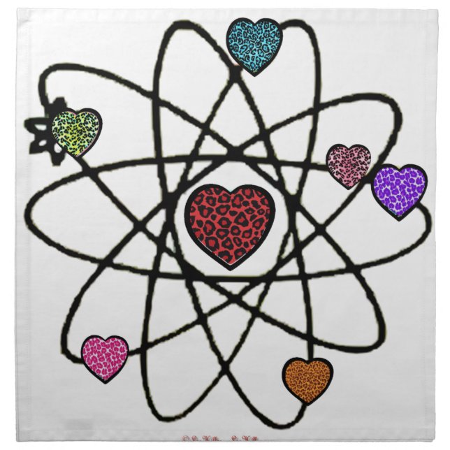 Atomic Valentine Leopard Print Hearts Cloth Napkin (Front)