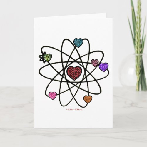 Atomic Valentine Leopard Print Hearts Holiday Card