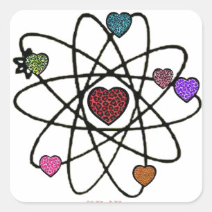 Atomic Valentine Leopard Print Hearts Square Sticker