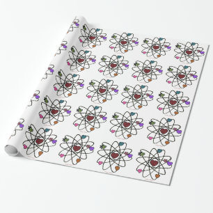 Atomic Valentine Leopard Print Hearts Wrapping Paper