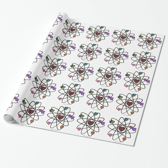 Atomic Valentine Leopard Print Hearts Wrapping Paper (Unrolled)
