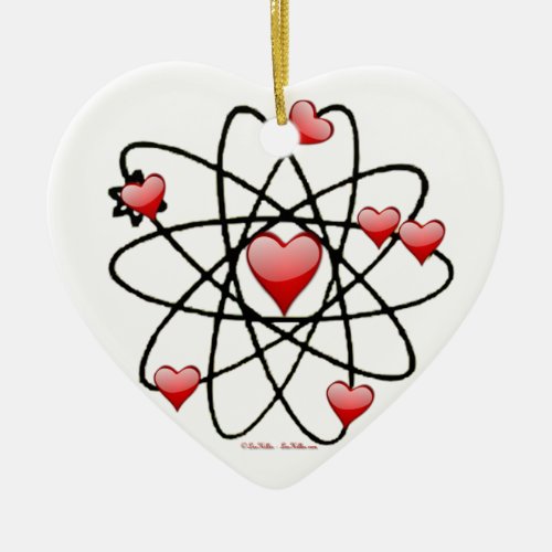 Atomic Valentine Red Hearts Ceramic Ornament