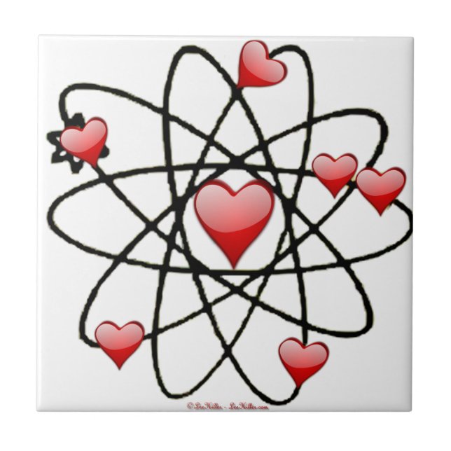 Atomic Valentine Red Hearts Ceramic Tile (Front)