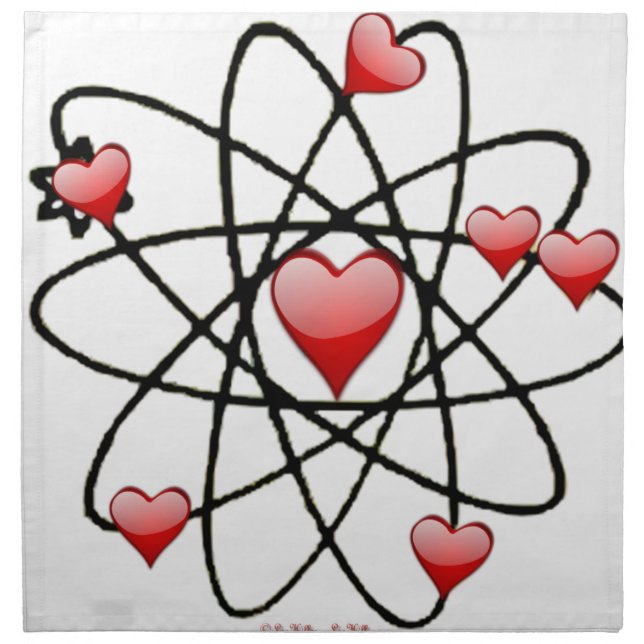 Atomic Valentine Red Hearts Cloth Napkin (Front)