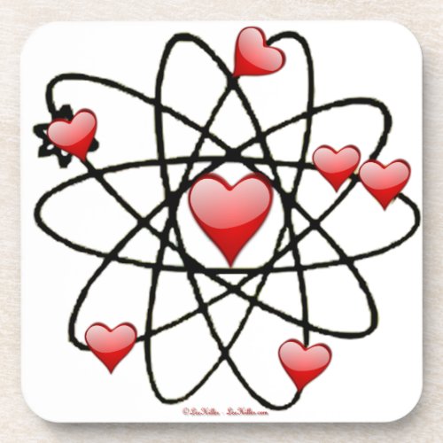 Atomic Valentine Red Hearts Coaster