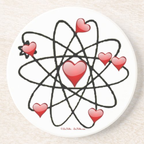 Atomic Valentine Red Hearts Drink Coaster