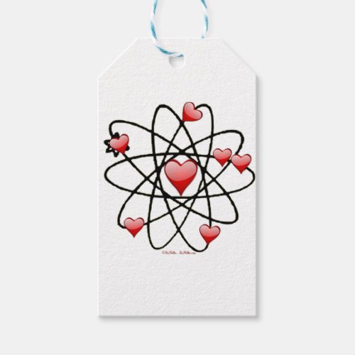 Atomic Valentine Red Hearts Gift Tags
