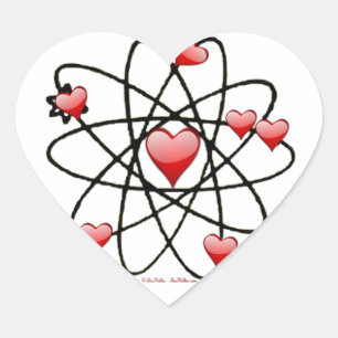 Atomic Valentine Red Hearts Heart Sticker