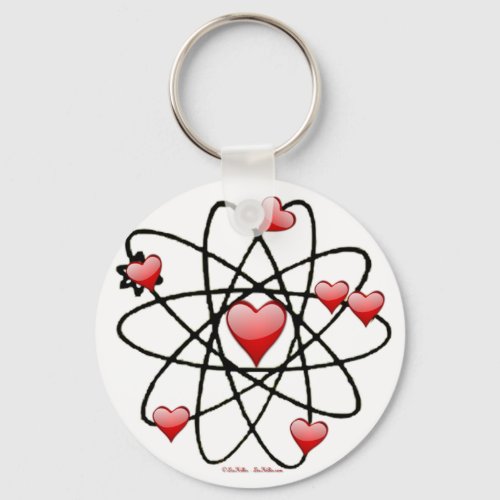 Atomic Valentine Red Hearts Keychain