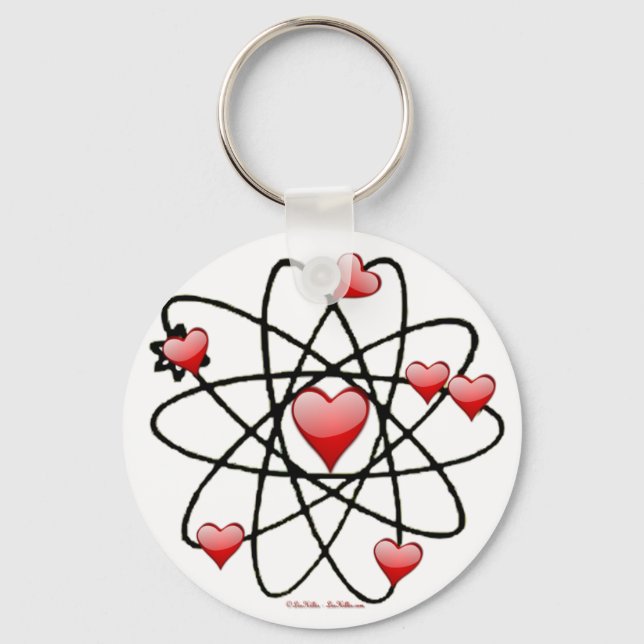 Atomic Valentine Red Hearts Keychain (Front)