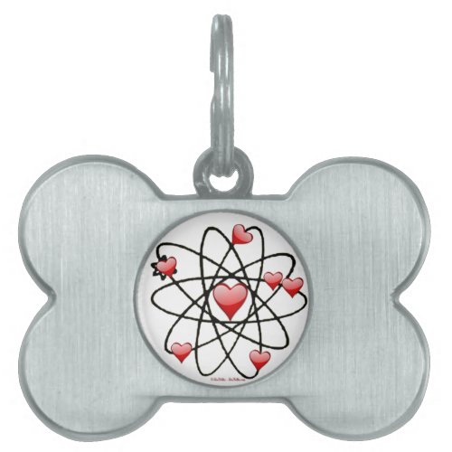 Atomic Valentine Red Hearts Pet Name Tag