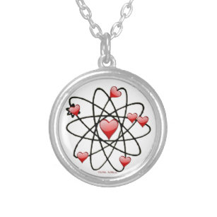 Atomic Valentine Red Hearts Silver Plated Necklace