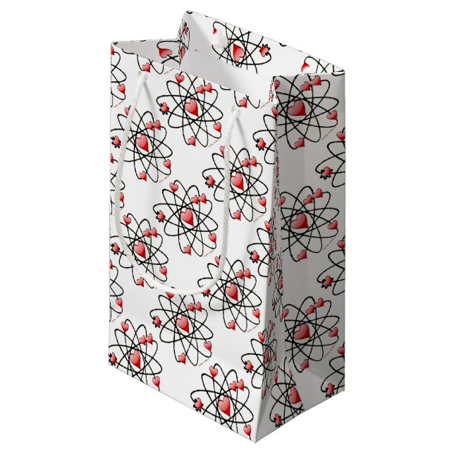 Atomic Valentine Red Hearts Small Gift Bag (Front Angled)