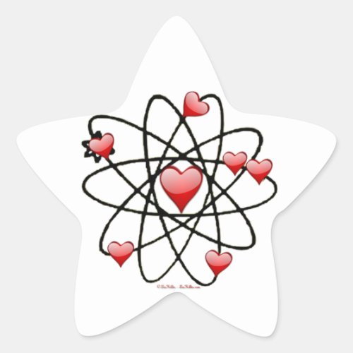 Atomic Valentine Red Hearts Star Sticker