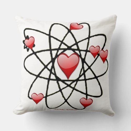 Atomic Valentine Red Hearts Throw Pillow