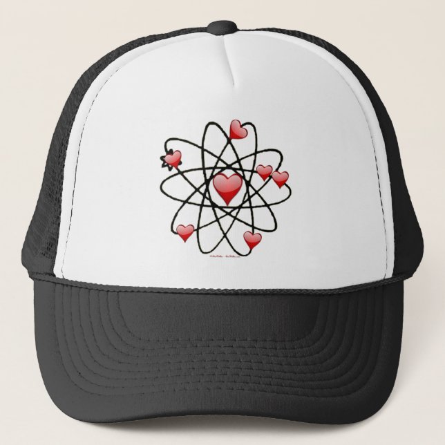 Atomic Valentine Red Hearts Trucker Hat (Front)