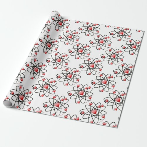 Atomic Valentine Red Hearts Wrapping Paper