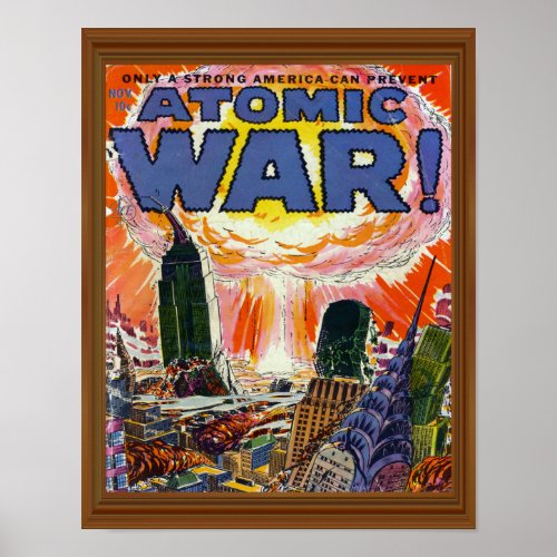 Atomic War Vintage Comic Book Cover Artwork Poster