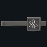 Atoms Science Atomic Orbit Icon Molecule Art Black Gunmetal Finish Tie Bar<br><div class="desc">Featuring a fun science themed atomic orbic icon design with illustrated artwork in white on a black paper style background. Perfect as a gift for a scientist or for anyone who loves science! Visit our other items to find more classic style fun designs from retro & antique art!</div>