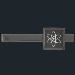 Atoms Science Atomic Orbit Icon Molecule Art Black Gunmetal Finish Tie Bar<br><div class="desc">Featuring a fun science themed atomic orbic icon design with illustrated artwork in white on a black paper style background. Perfect as a gift for a scientist or for anyone who loves science! Visit our other items to find more classic style fun designs from retro & antique art!</div>