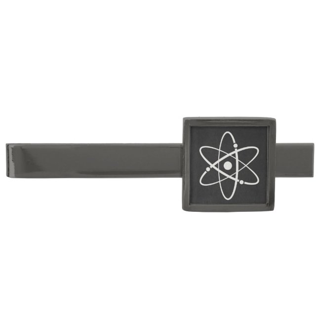 Atoms Science Atomic Orbit Icon Molecule Art Black Gunmetal Finish Tie Bar (Front)