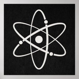 Atoms Science Atomic Orbit Icon Molecule Art Black Poster