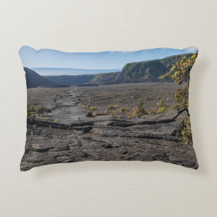 atop dry lava bed of kilauea iki crater accent pillow