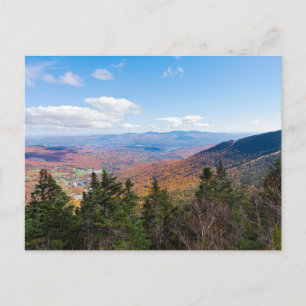 atop mount mansfield overlooking stowe holiday postcard