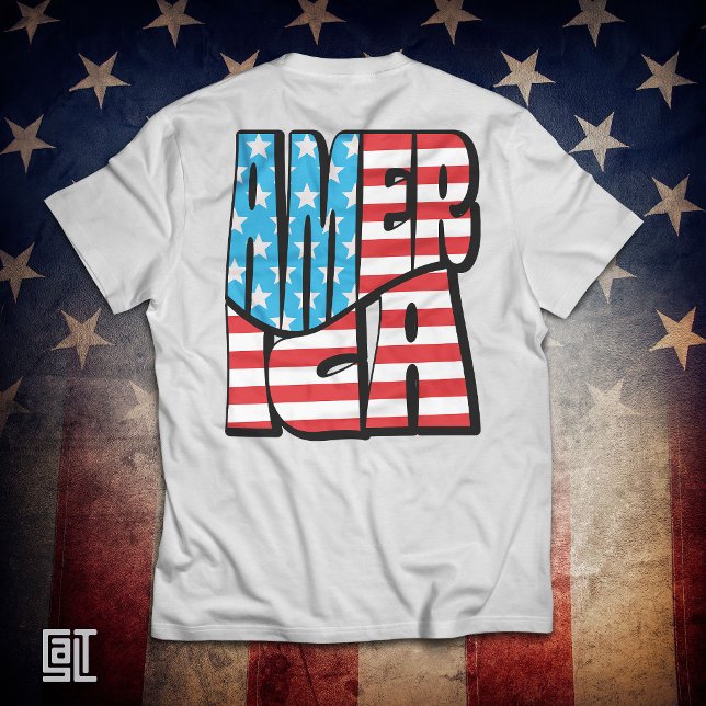 atriotic USA Flag Lettering Bold American Pride T-Shirt (Creator Uploaded)