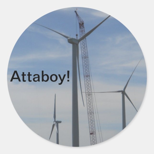 Atta Boy Wind Turbine Classic Round Sticker (Front)