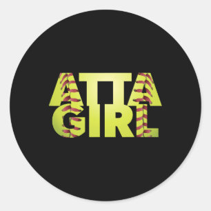 Atta Girl Funny Softll Mom Sports Fan Classic Round Sticker