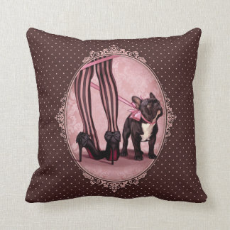 Attached to my French Bulldog Throw Pillow